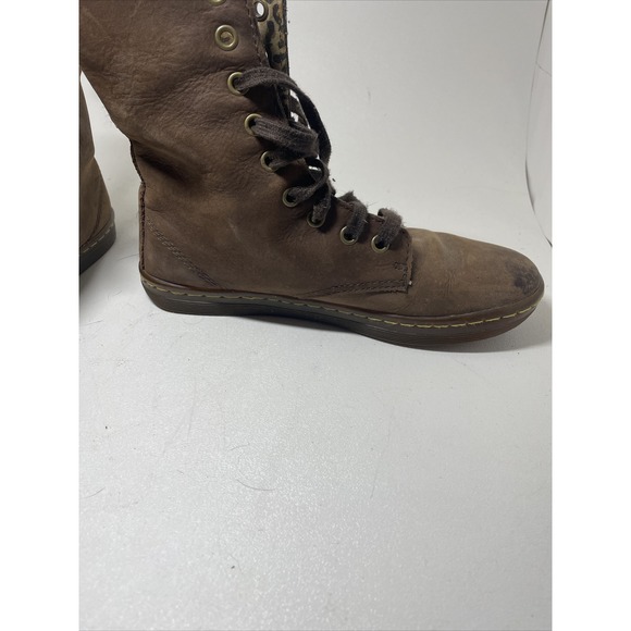 Dr. Martens Stratford Brown Leather Boots Size 6 L Women's Cheetah Print Ladies - Picture 12 of 14